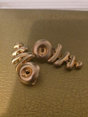 Gold-Tone Women's Clip-On Earrings - Elegant Sculpted Design